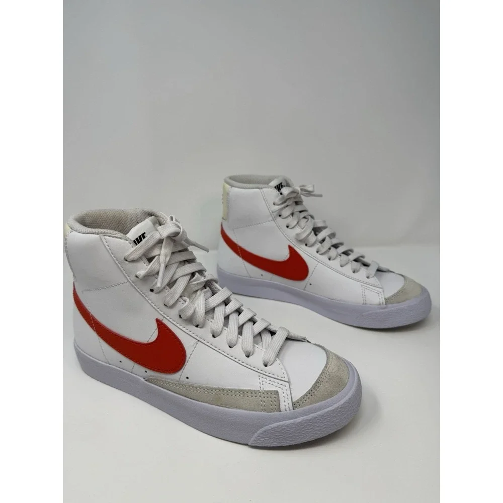 Nike Blazer Mid '77 Unisex Kids GS 4.5Y White/Orange Shoes Sneakers [DA4086-110]